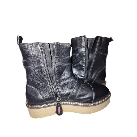 Gioseppo Black Leather Platform Moto Ankle Boots Size 37 - Picture 12 of 12